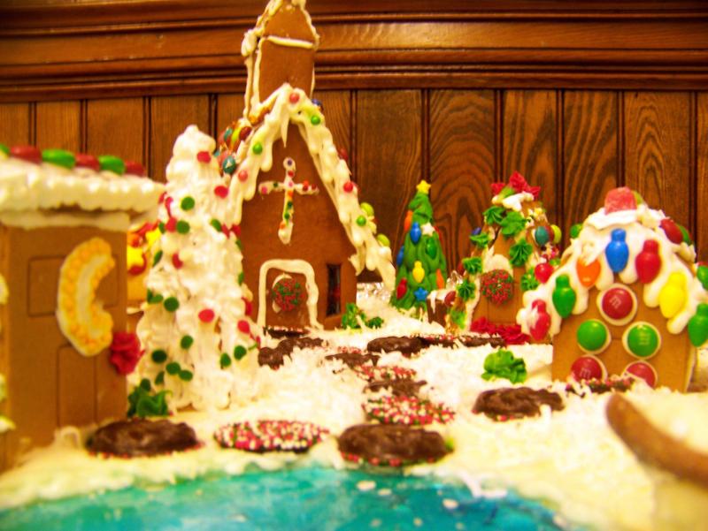Members of St. Gabriels Episcopal Church's youth group designed and crafted this gingerbread village. BY MATTHEW BERNAT